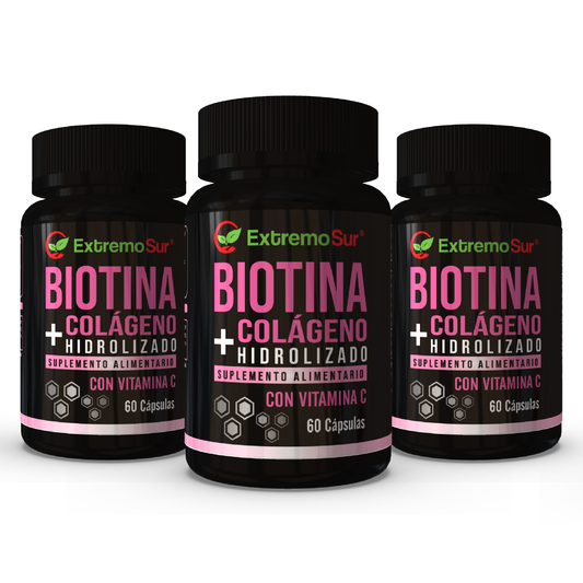 Pack de 3 Biotina + Colágeno Hidrolizado + Vitamina C